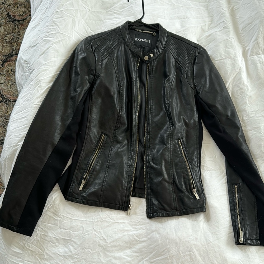 Express faux leather moto jacket.